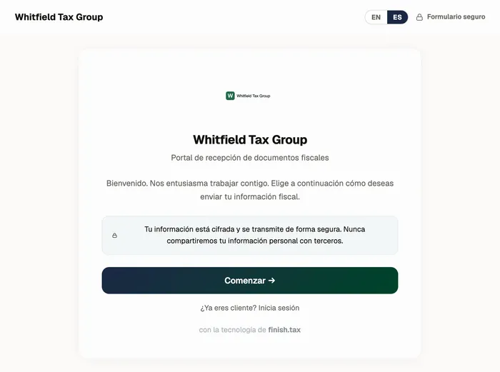 The firm's branded intake form in Spanish